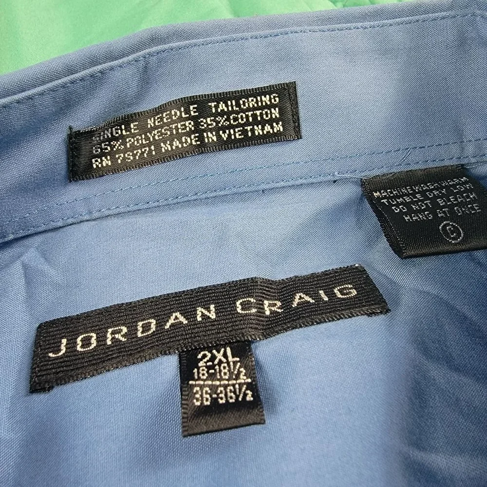 Jordan Craig Mens 2XL XXL Blue Button Down Long Sleeve Collar Shirt Casual
